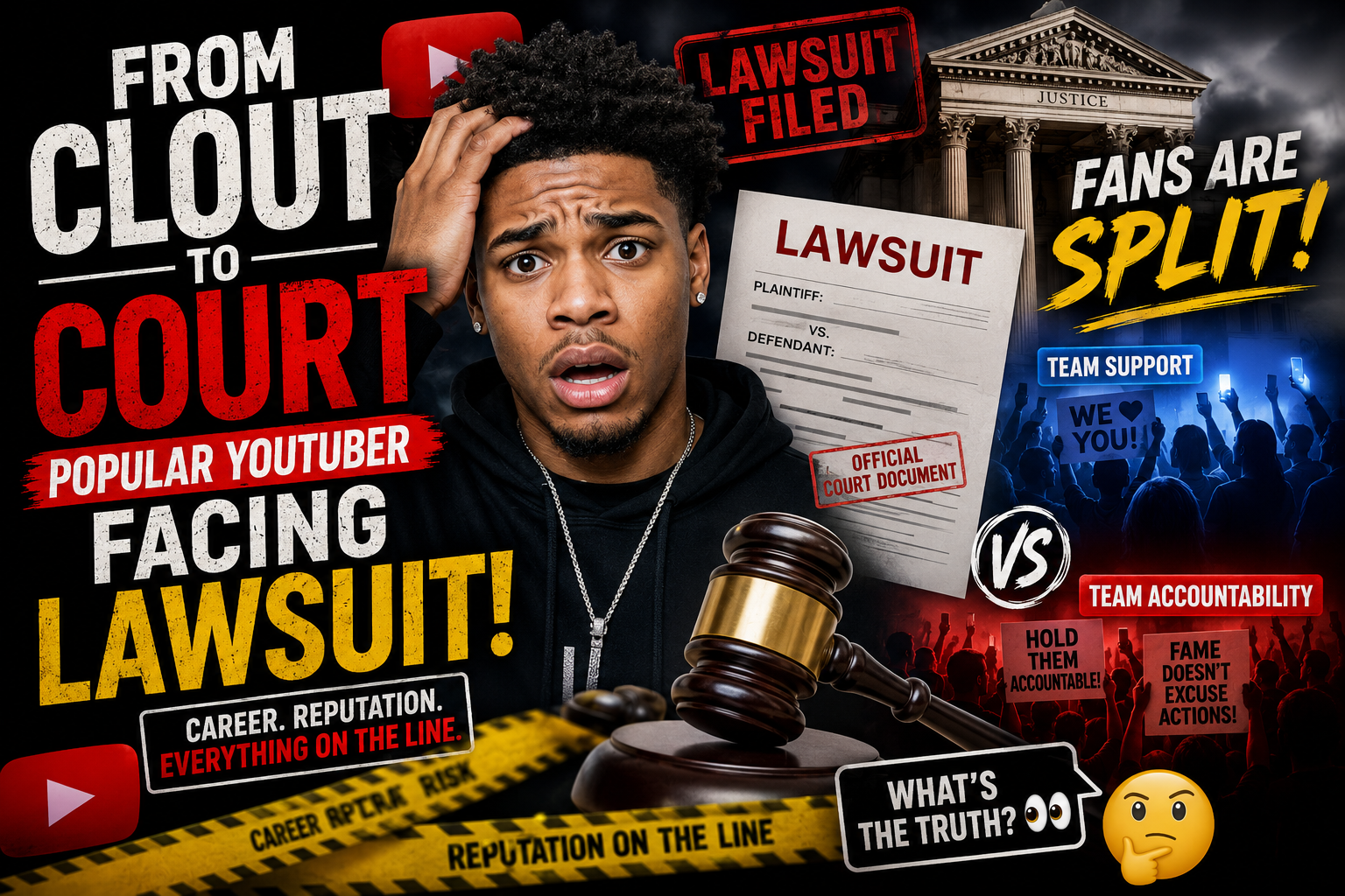 Popular YouTuber facing lawsuit as social media drama “From Clout To Court” goes viral with fans split over controversy