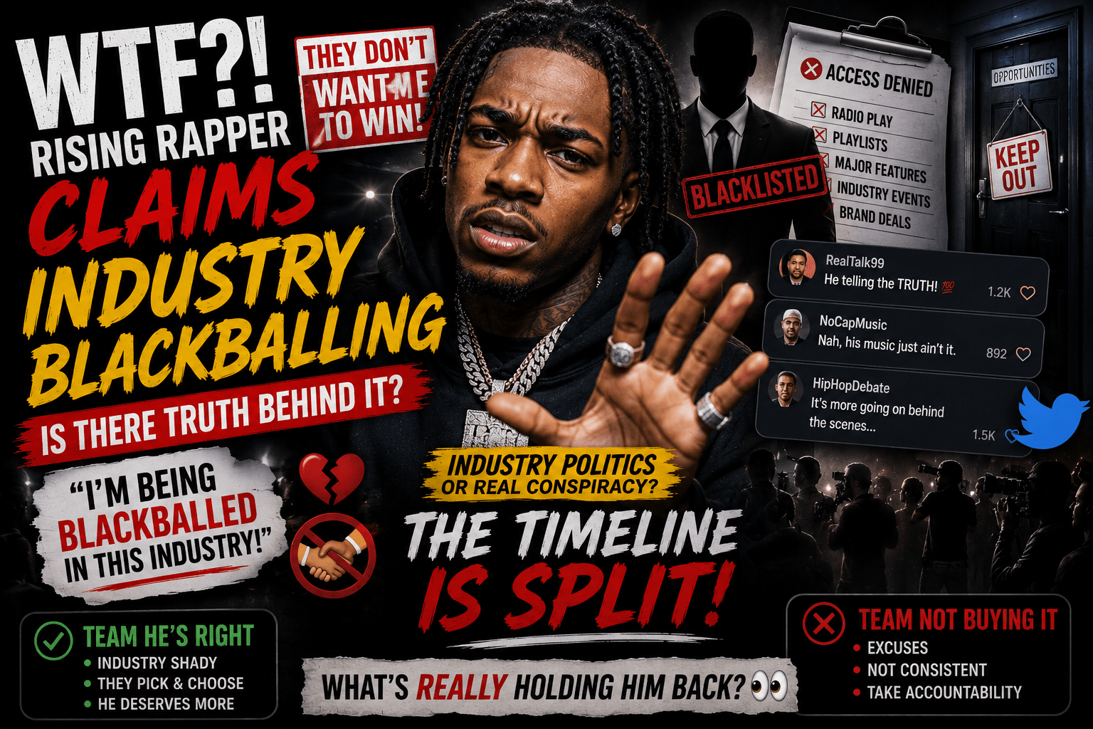 Rising rapper claims industry blackballing as social media debates truth behind music career struggles and industry politics