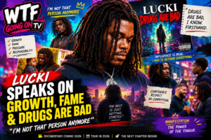 Lucki rapper reflecting on growth and his Drugs Are Bad album during interview